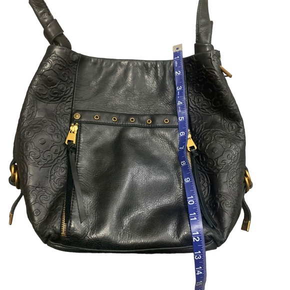 The Sak  Leather Black shoulder bag with gold hardware and design print black!! - Picture 11 of 15